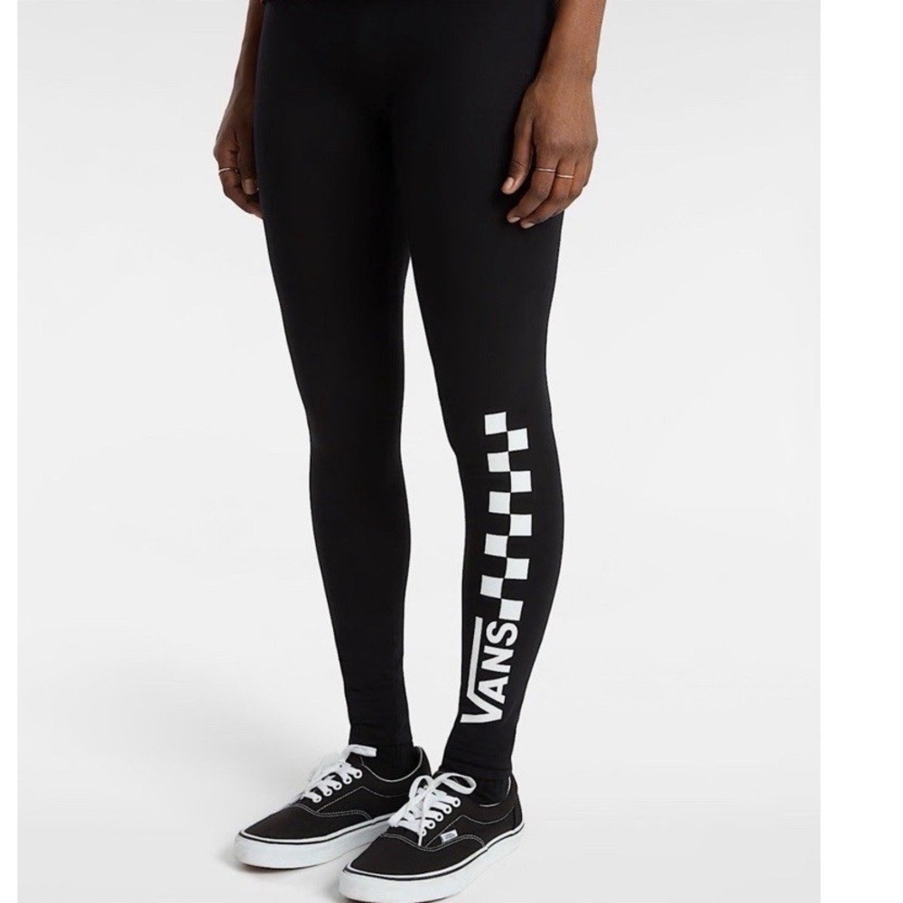 Vans Chalkboard Leggings Black Checkerboard Logo Graphic Skate Streetwear